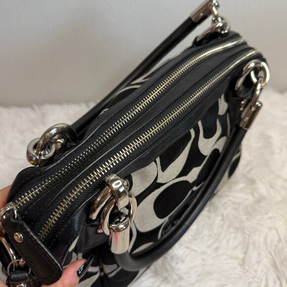 COACH Black Gray Kristin Signature Satchel Shoulder Bag - Picture 4 of 10